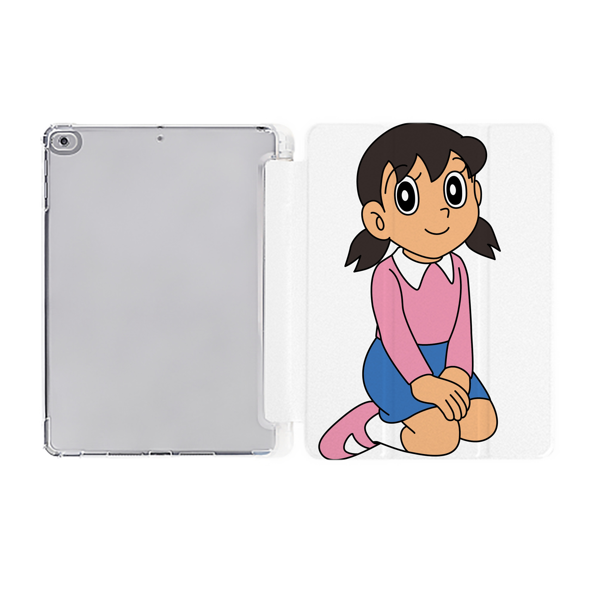 （画像用） ドラえもん みなもと しずか Doraemon Shizuka Minamoto IPad ケース ペン収納付き 三つ折りスタンド PUレザー×シリコン 対応機種9.5/10.5/10.9インチ